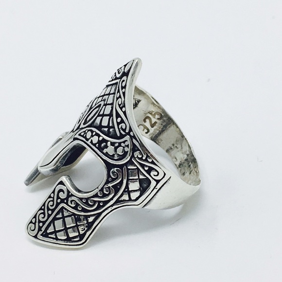 925 Sterling Silver Spartan Helmet Men Ring - Picture 3 of 3